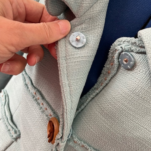 Classiques Entier Robin’s Egg Blue Blazer with Button/Snaps - Picture 3 of 14